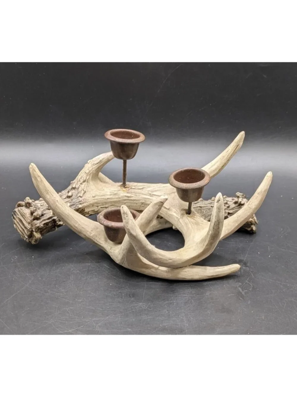 Deer Antler Triple Candle Holder Resin 8